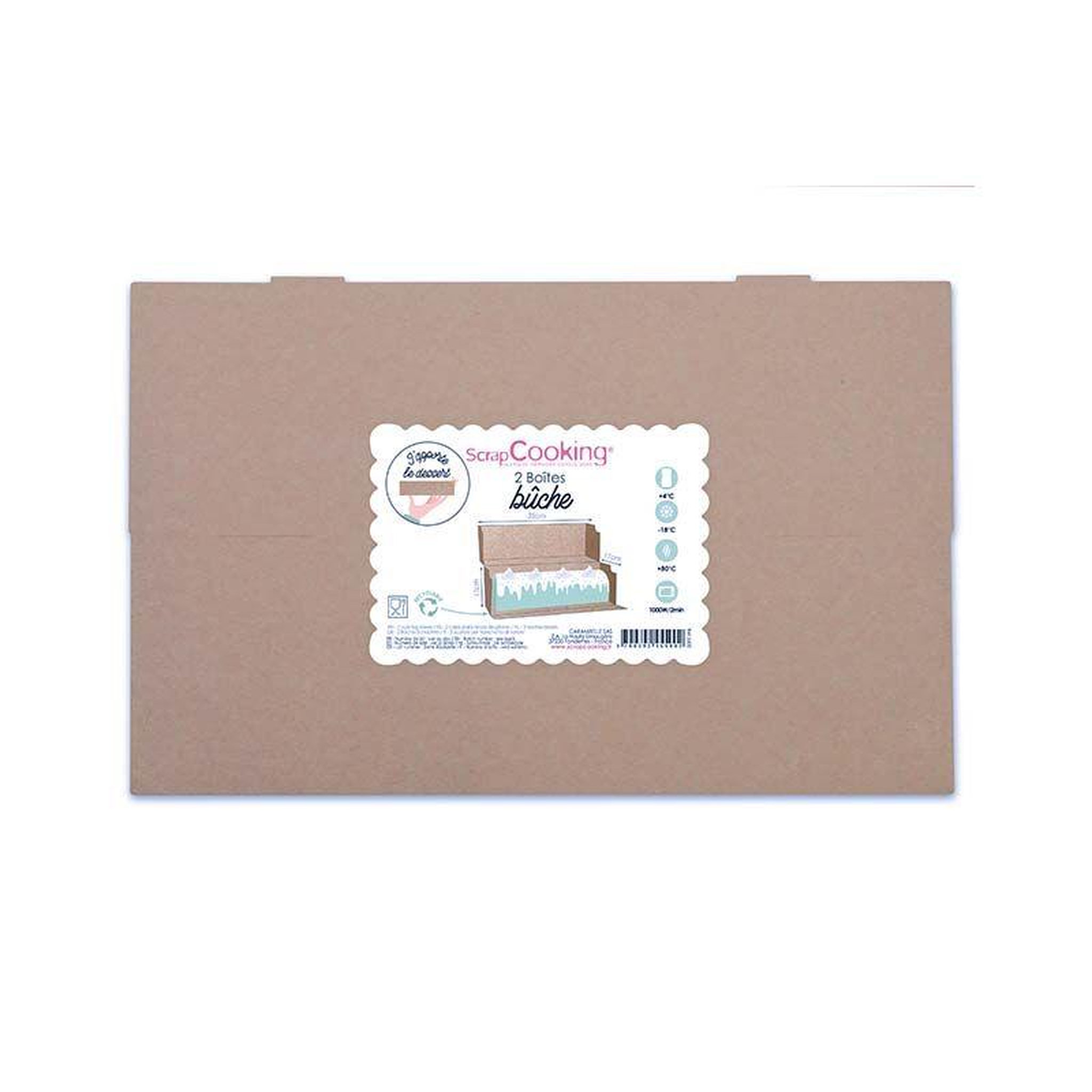 SCRAPCOOKING 2 boîtes en carton pour bûche de Noël 35 x 11 x 11 cm