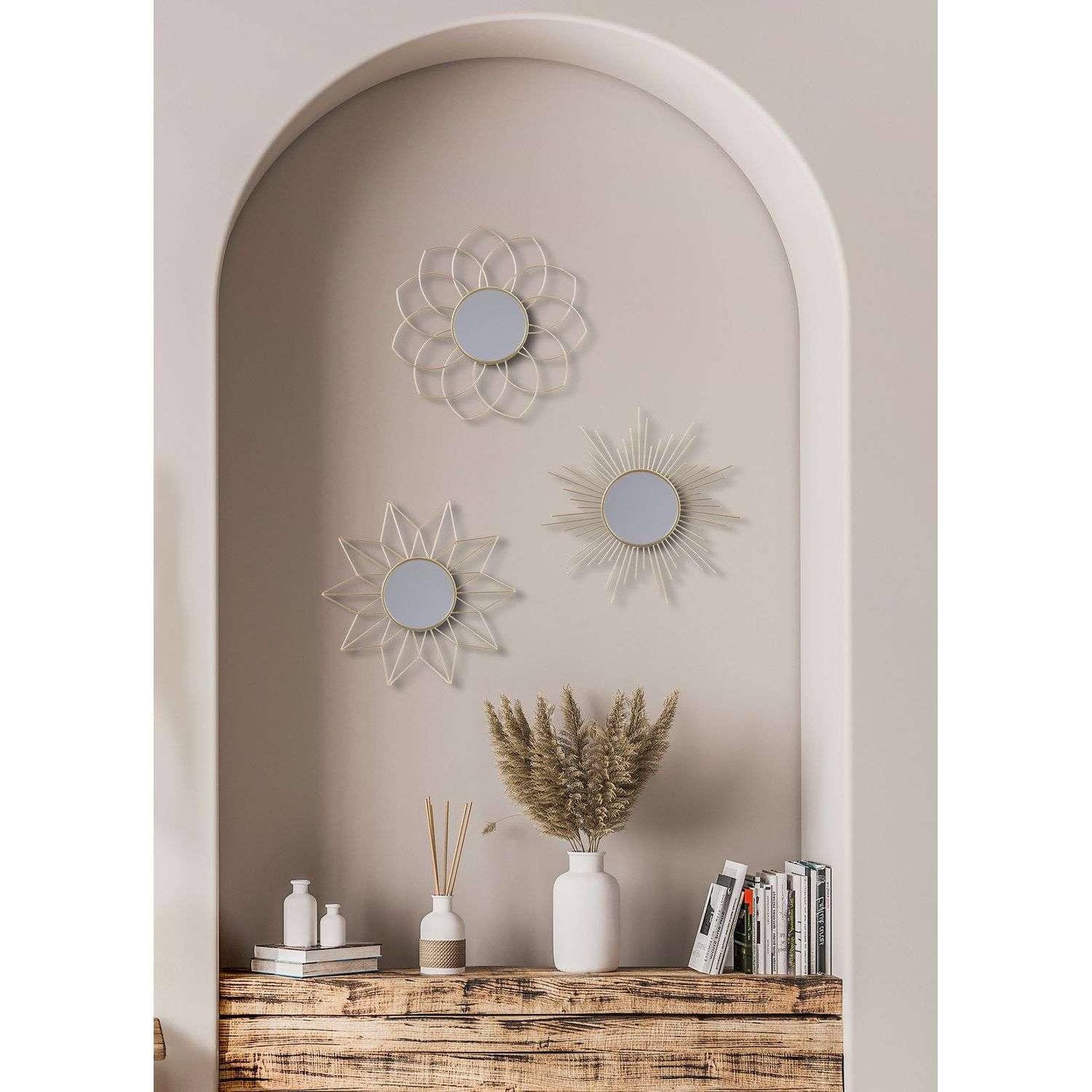 Voir la diapositive 6 : DIVERS Set de 3 miroirs gold home - doré