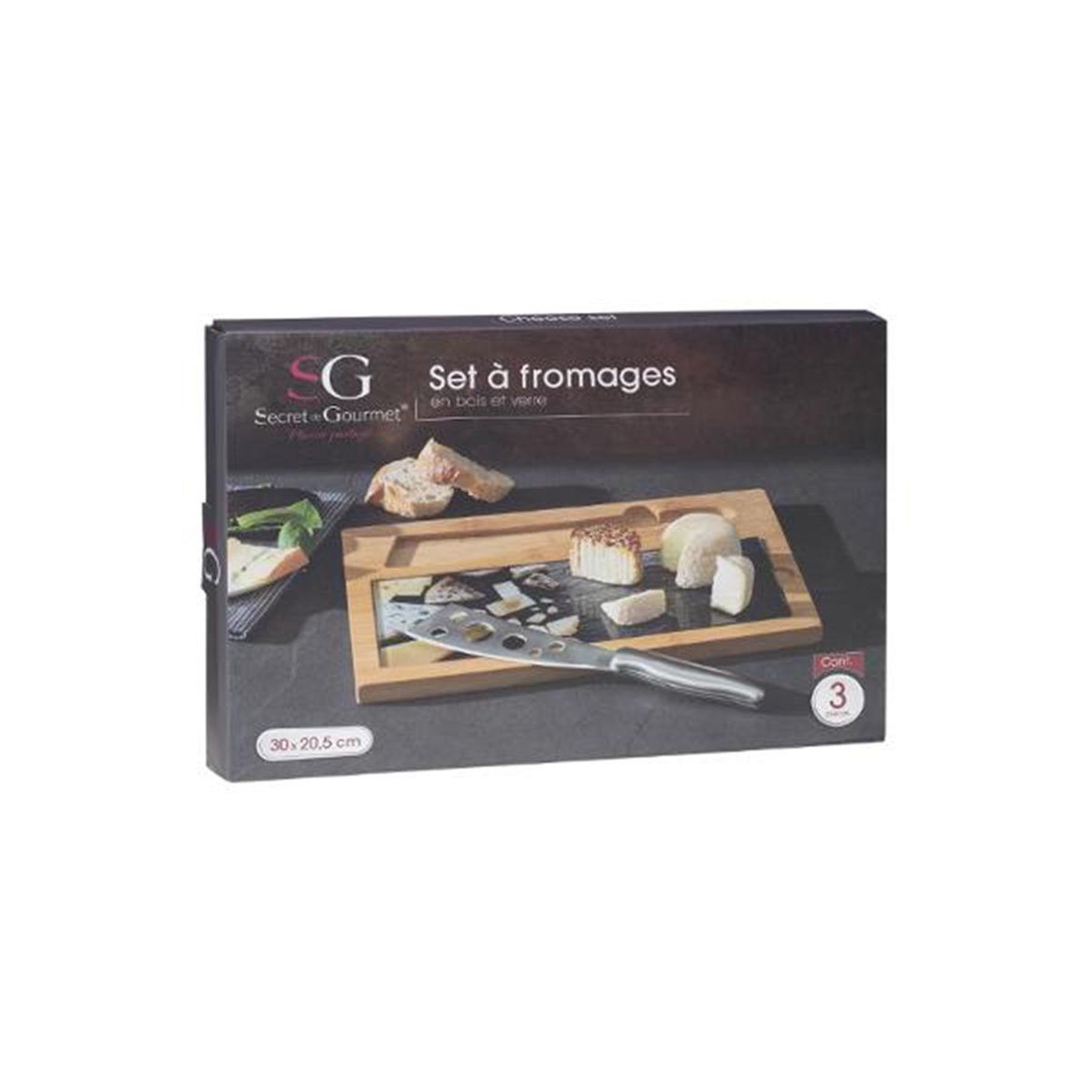 Voir la diapositive 2 : SECRET DE GOURMET Kit 3 pièces en bambou  fromages  30cm naturel