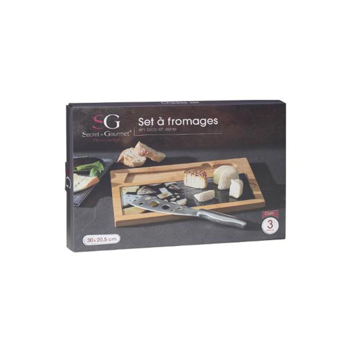 SECRET DE GOURMET Kit 3 Pièces en Bambou  Fromages  30cm Naturel