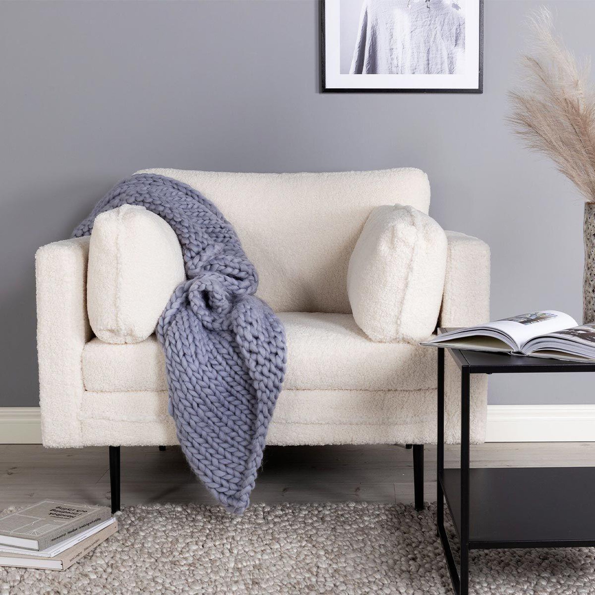 Voir la diapositive 6 : Paris Prix Fauteuil design bouclette  boom  110cm blanc