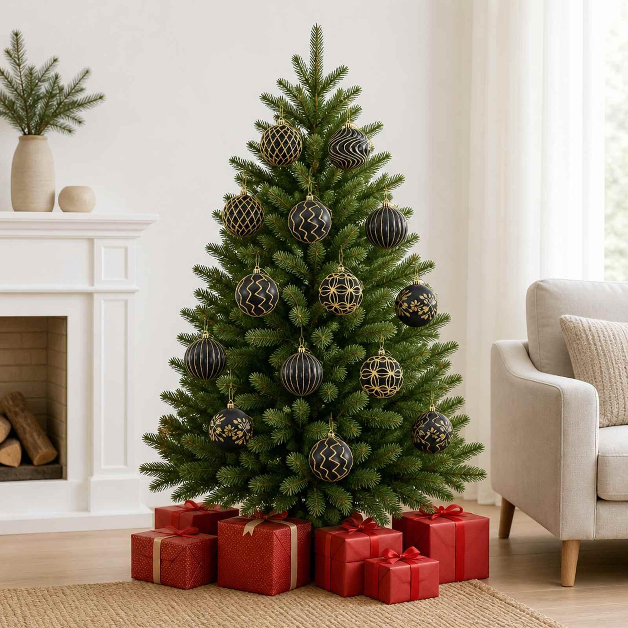 Voir la diapositive 2 : VIDAXL Ensemble de boules de Noël XL 18 pc Noir et Or Diam. 8 cm