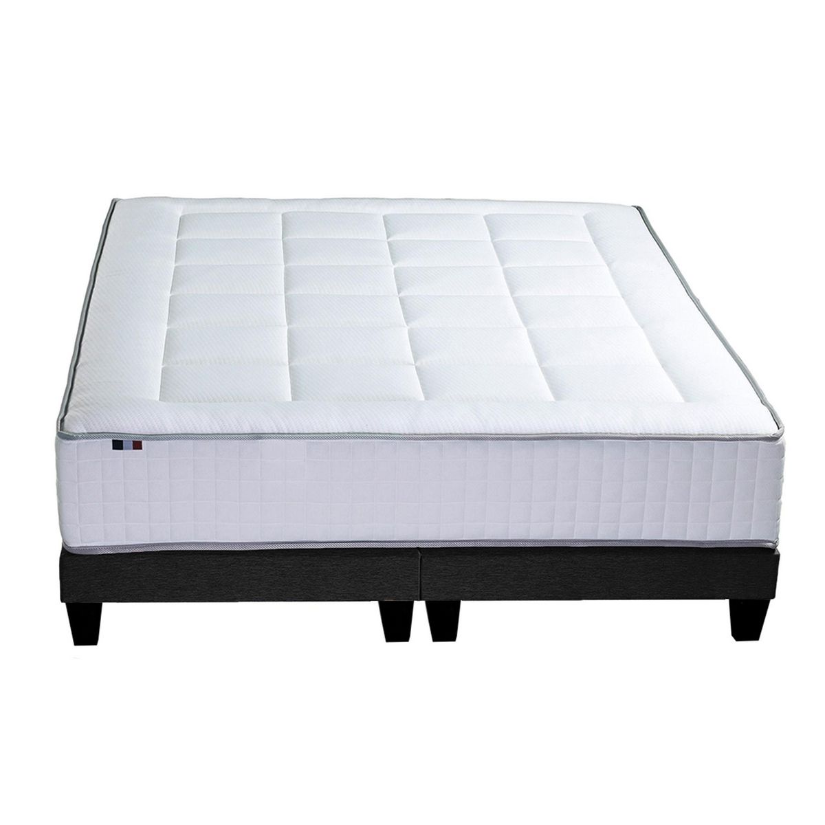 IDLITERIE Ensemble matelas mémoire de forme BELLAGIO 2 et sommier déco