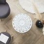 Voir la diapositive 2 : TOILINUX Table basse ronde Arabesque - Diamètre 50 cm - Blanc et Beige