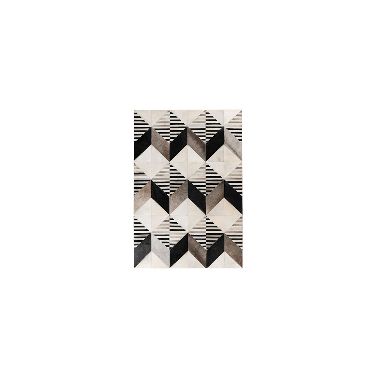 Paris Prix Tapis Fait Main en Cuir  Lavin IV  Noir & Multicolore