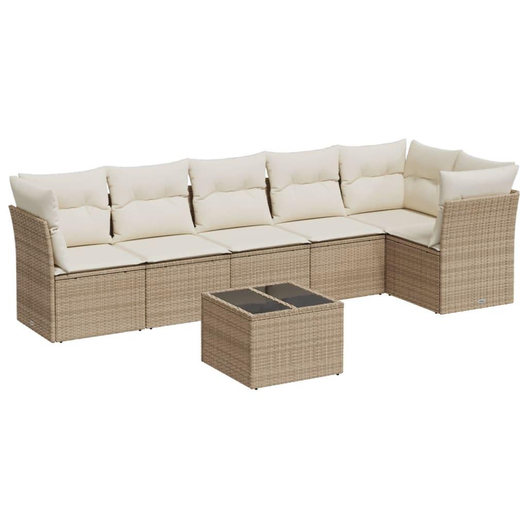 Voir la diapositive 2 : VIDAXL Salon de jardin avec coussins 7 pcs beige resine tressee