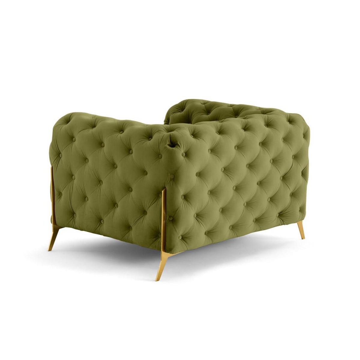 LISA DESIGN Camden - fauteuil chesterfield en velours - pieds en métal doré