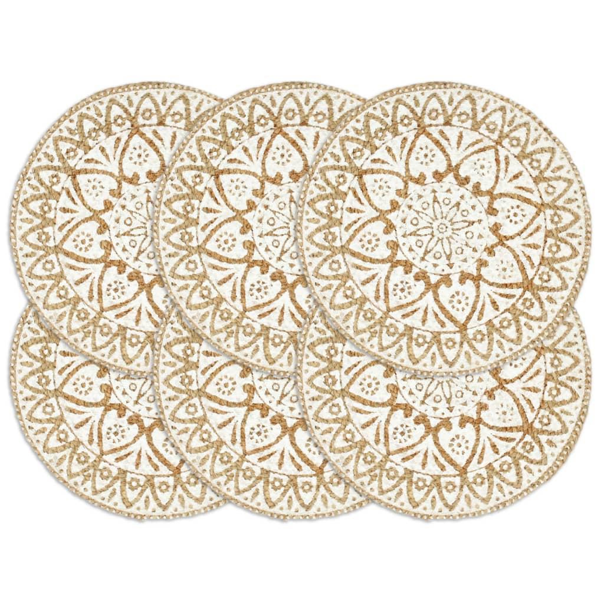 VIDAXL Napperons 6 pcs Blanc 38 cm Rond Jute