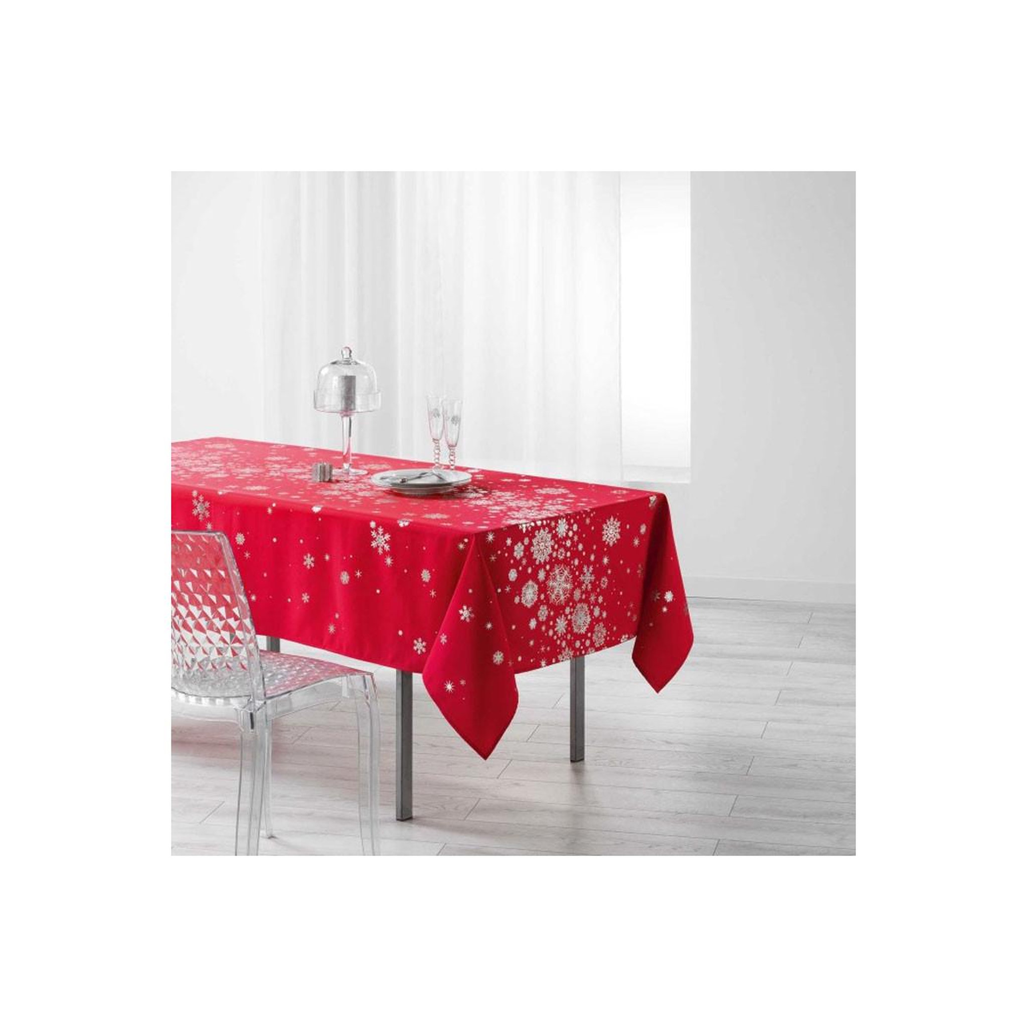 Douceur d'Intérieur Nappe rectangulaire imprimée  constellation  150x240cm rouge