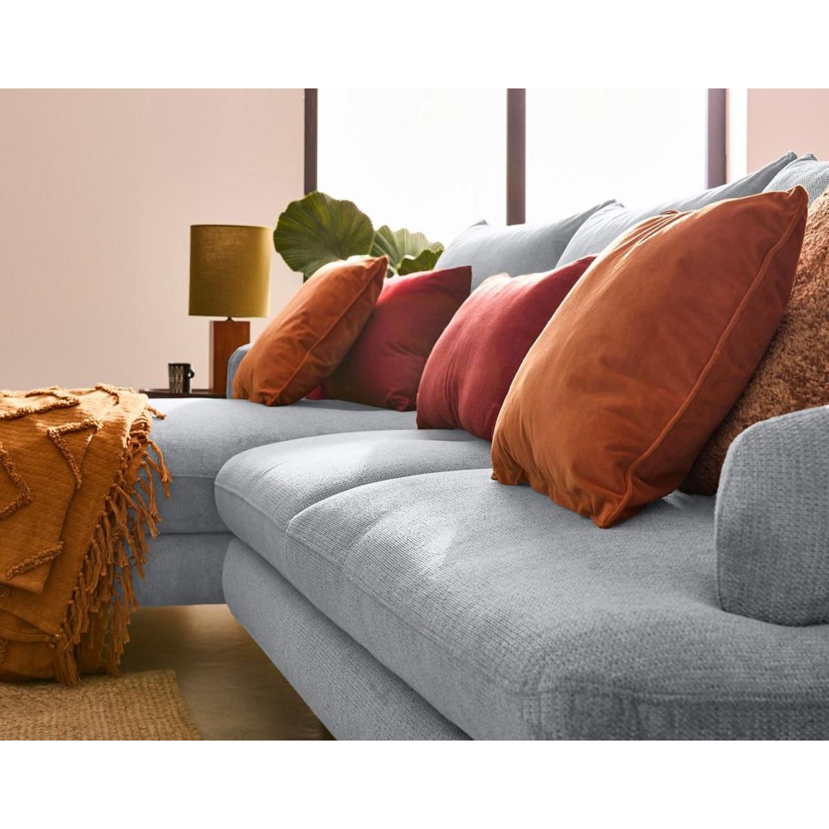 LISA DESIGN Ninon - canapé d'angle gauche 4 places convertible avec coffre en tissu texturé