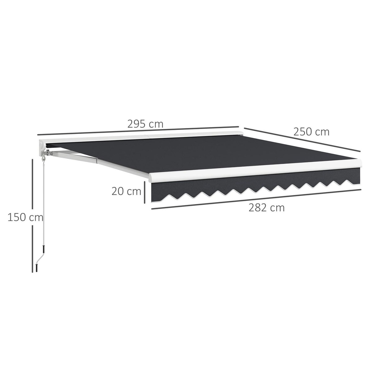 OUTSUNNY Store banne électrique manuel rétractable dim. 2,95L x 2,50l m anthracite