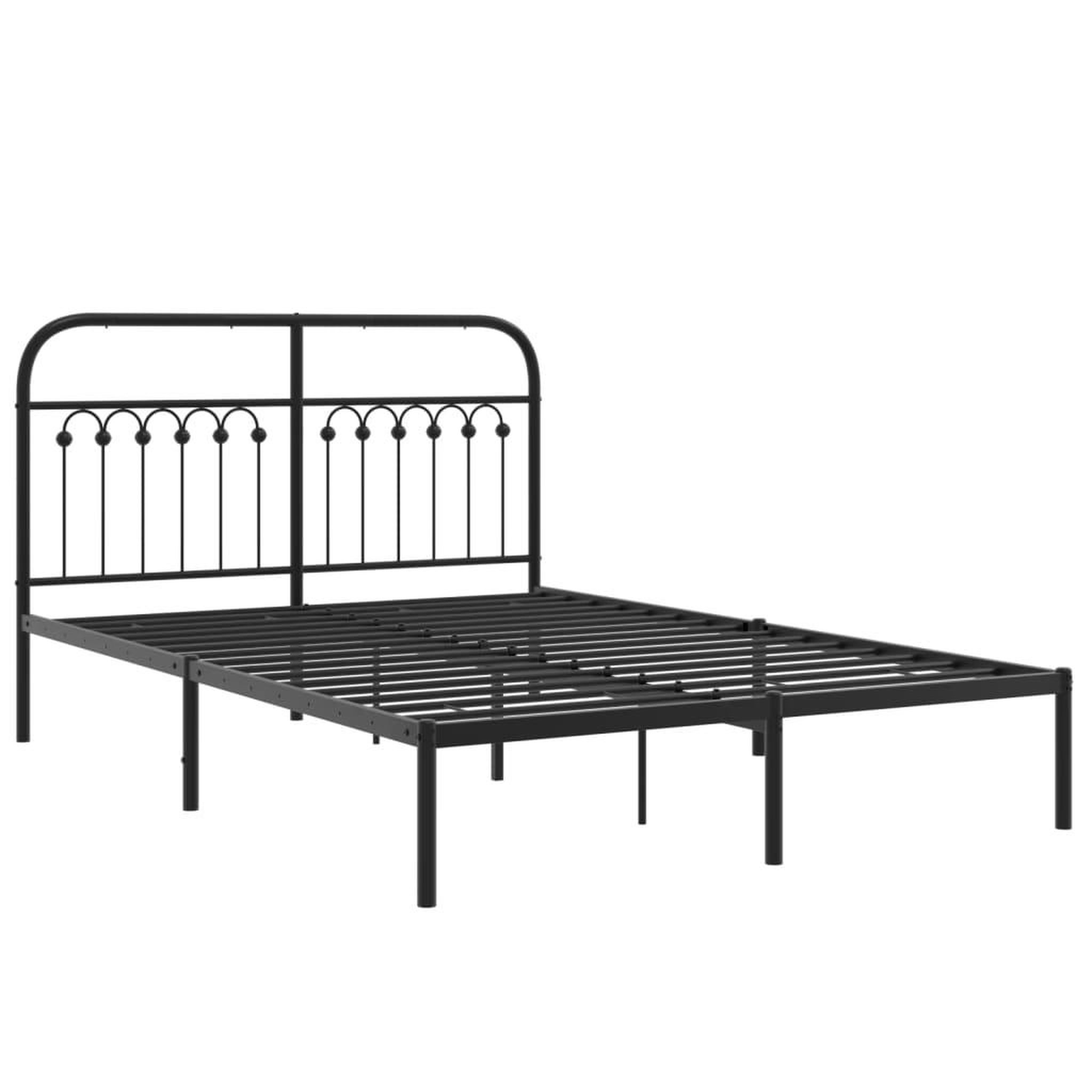 Voir la diapositive 3 : VIDAXL Cadre de lit metal sans matelas avec tete de lit noir 140x190cm
