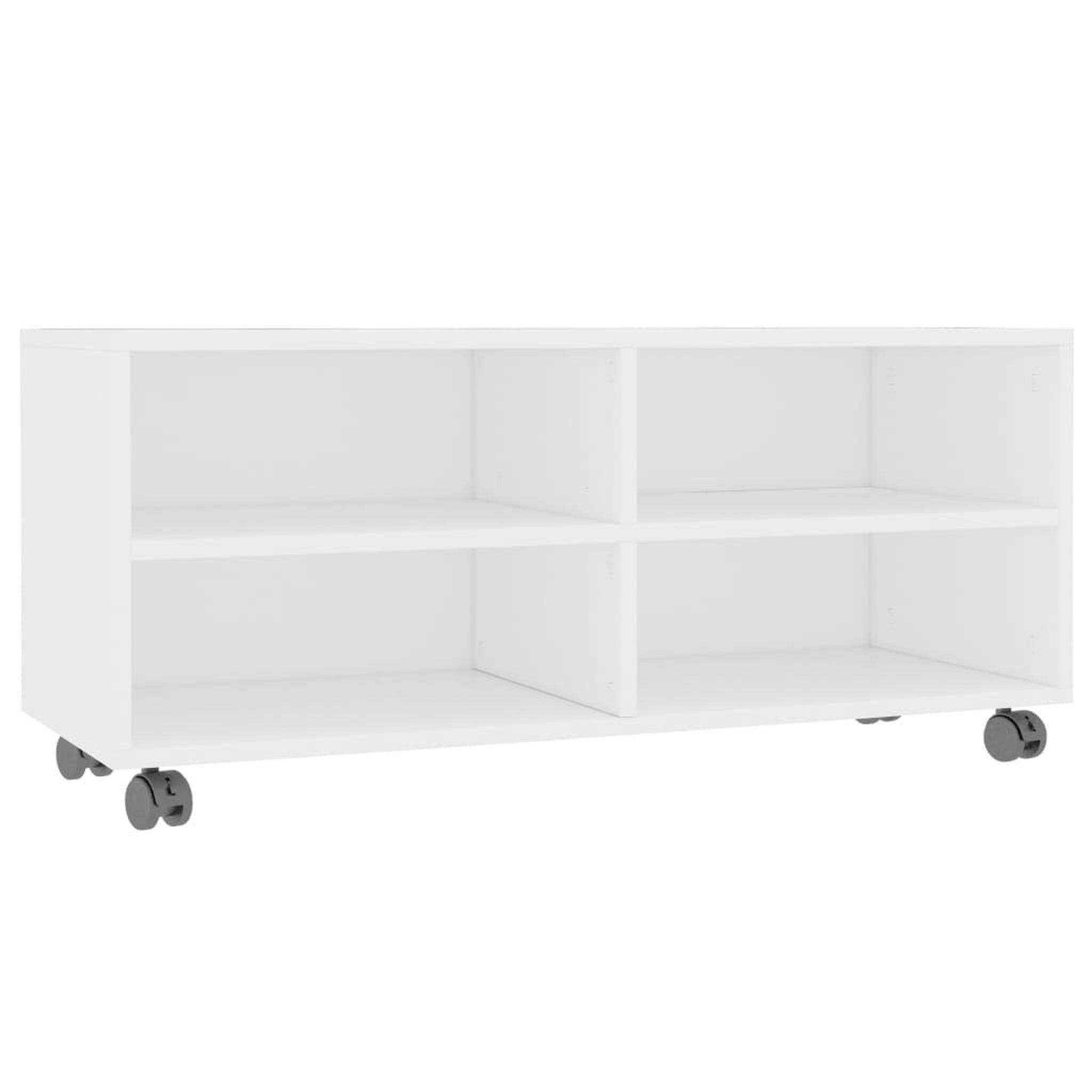 Voir la diapositive 2 : VIDAXL Meuble TV avec roulettes Blanc 90x35x35 cm Bois d'ingenierie