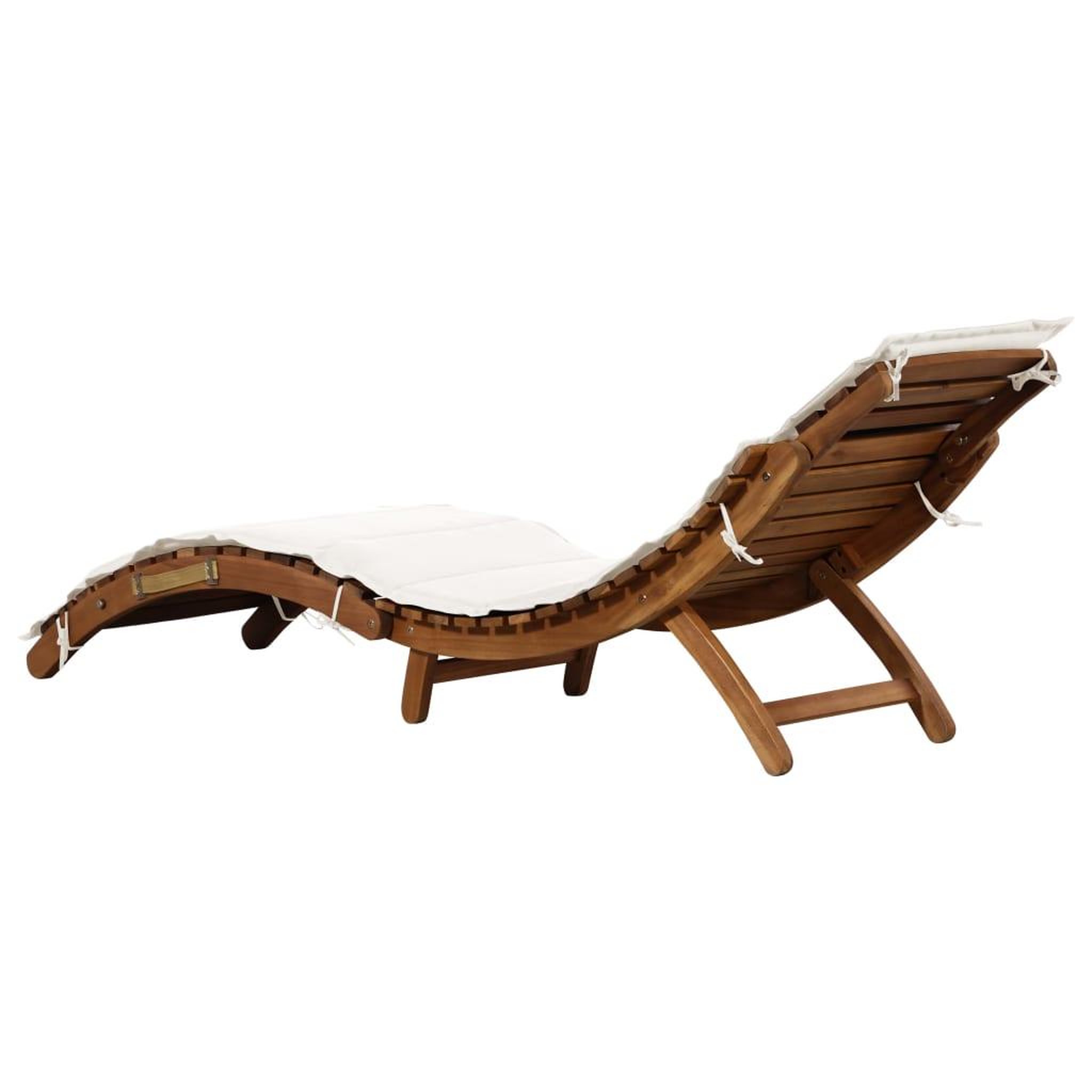 Voir la diapositive 4 : VIDAXL Chaises longues et coussins 2pcs creme blanc bois massif acacia