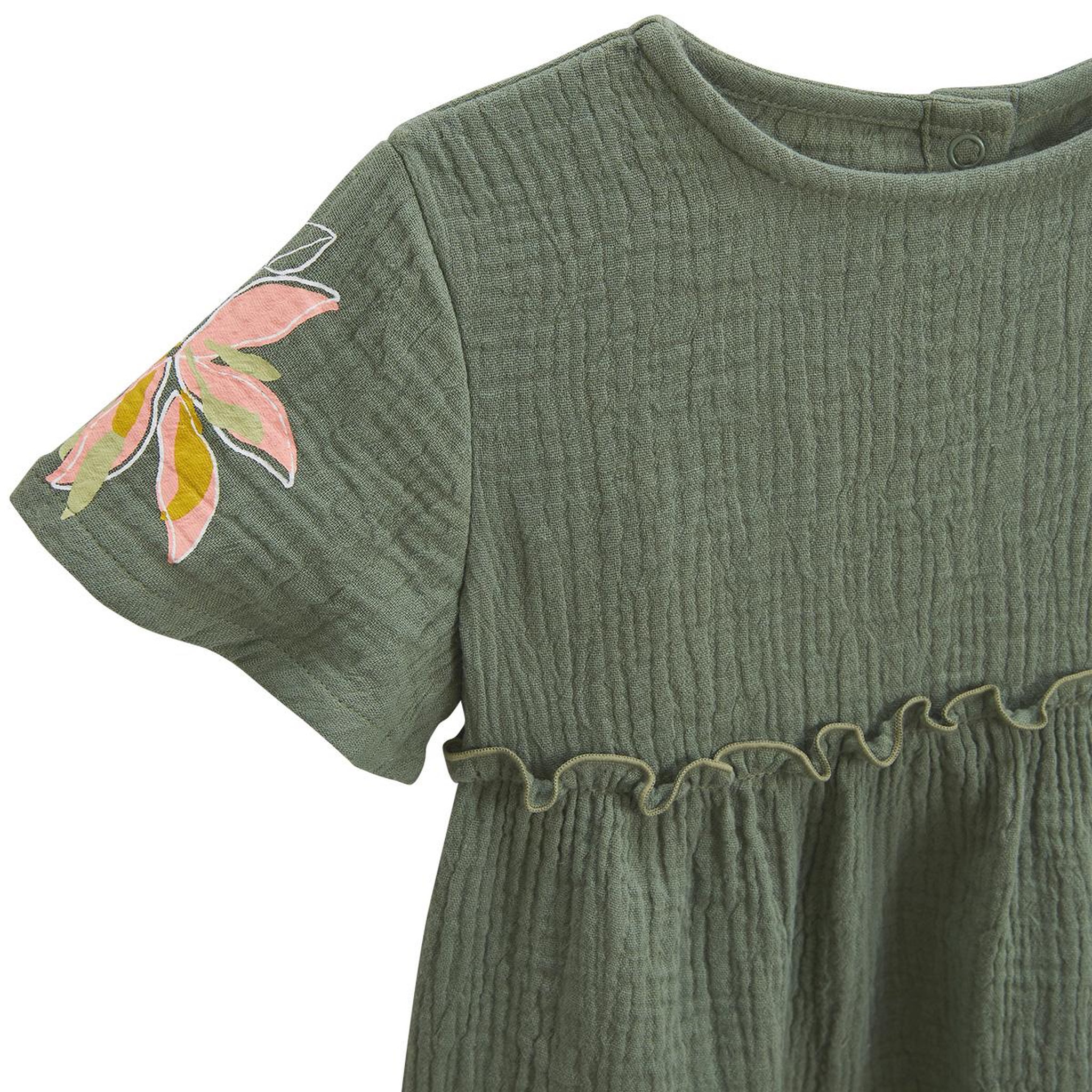 Voir la diapositive 3 : Petit Béguin Robe bébé en gaze de coton + chouchou Pivoina