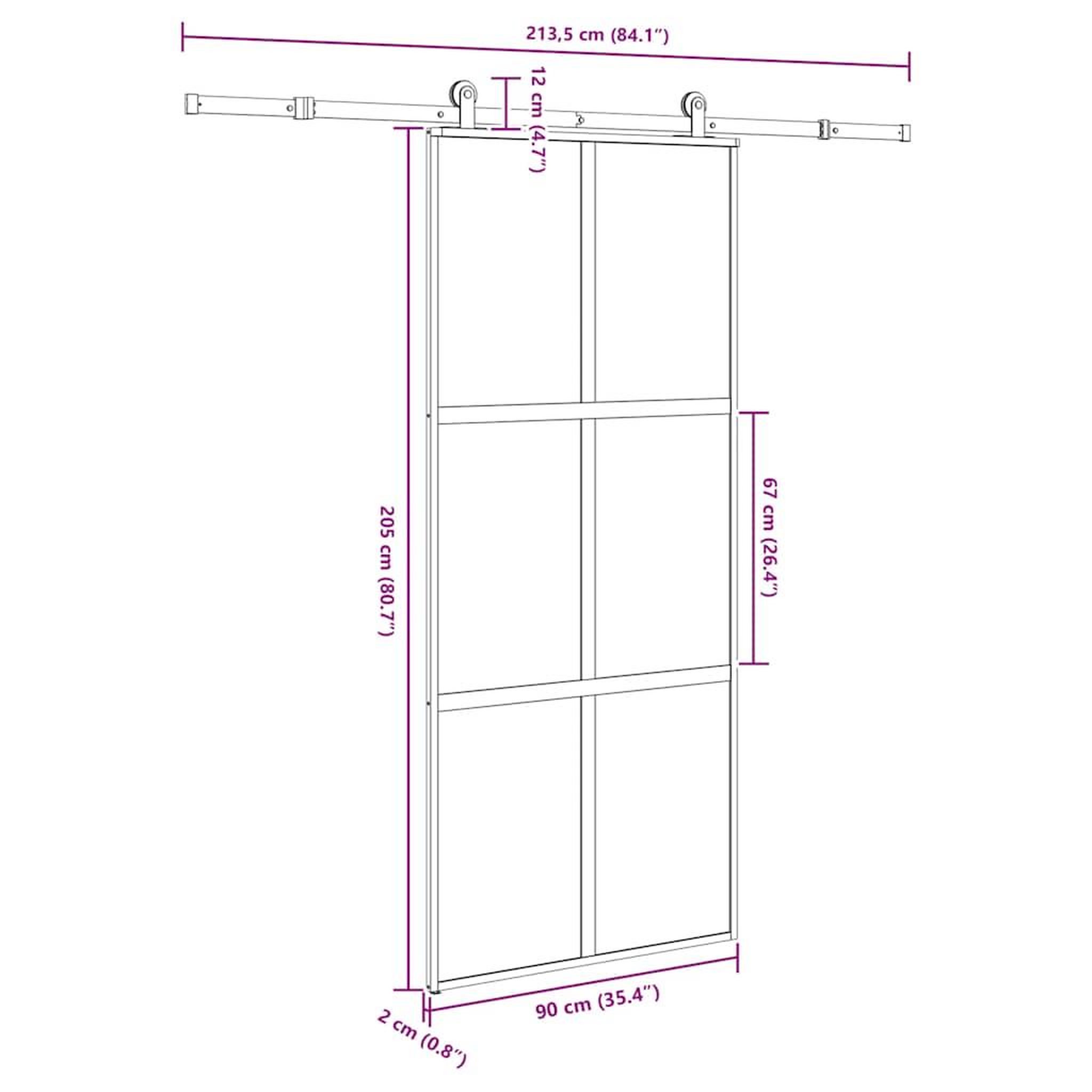 Voir la diapositive 6 : VIDAXL Porte coulissante kit de quincaillerie trempe verre aluminium