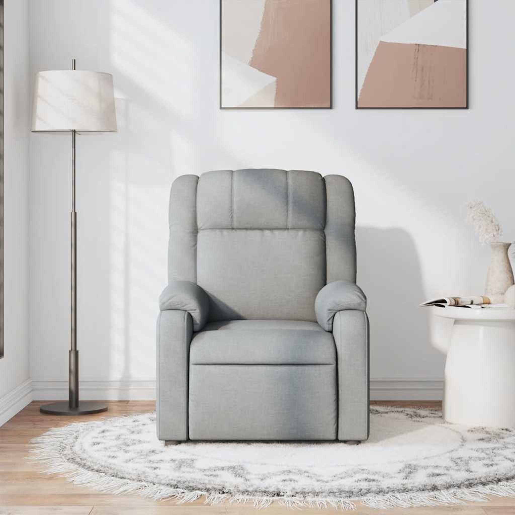 Voir la diapositive 3 : VIDAXL Fauteuil de massage inclinable Gris clair Tissu