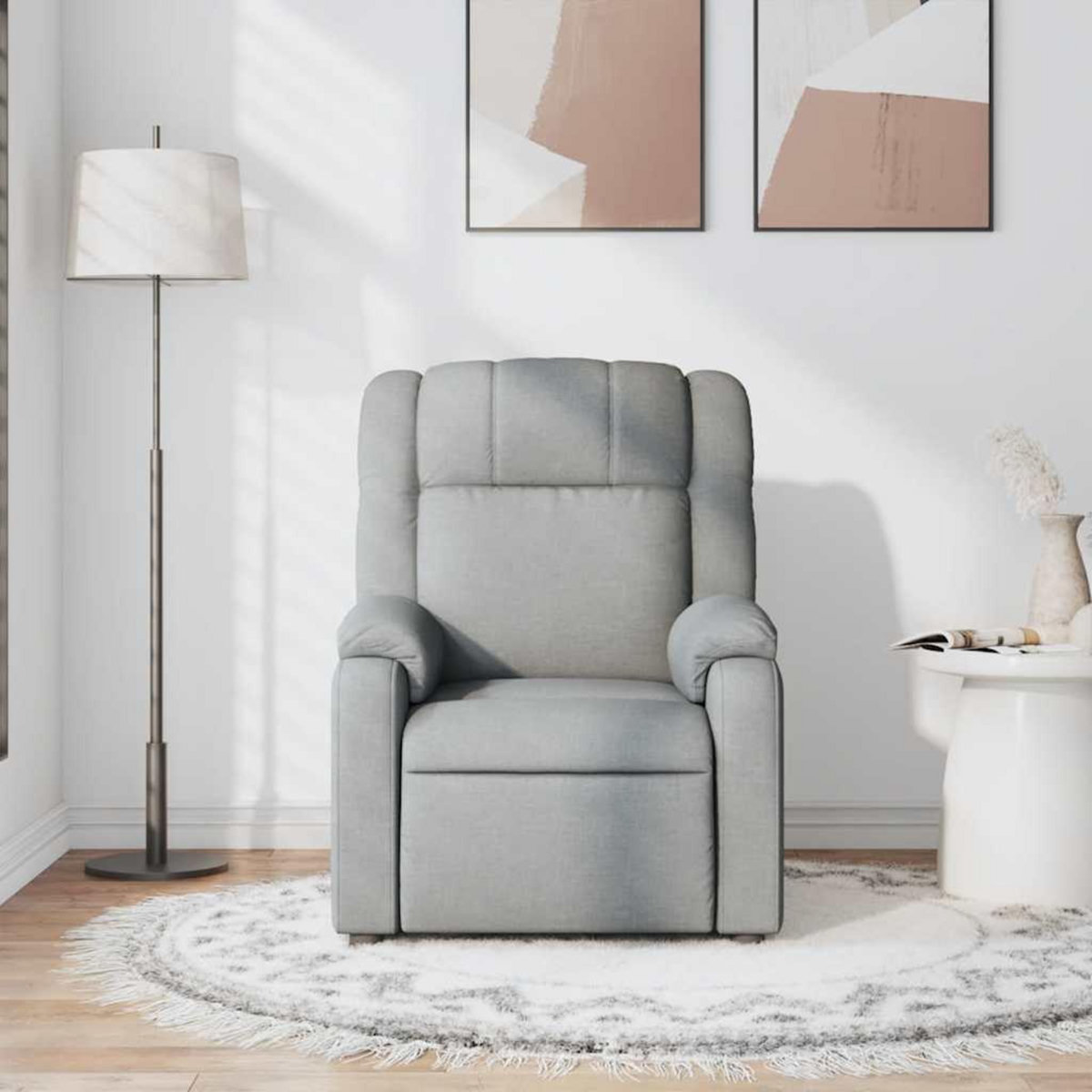 VIDAXL Fauteuil de massage inclinable Gris clair Tissu