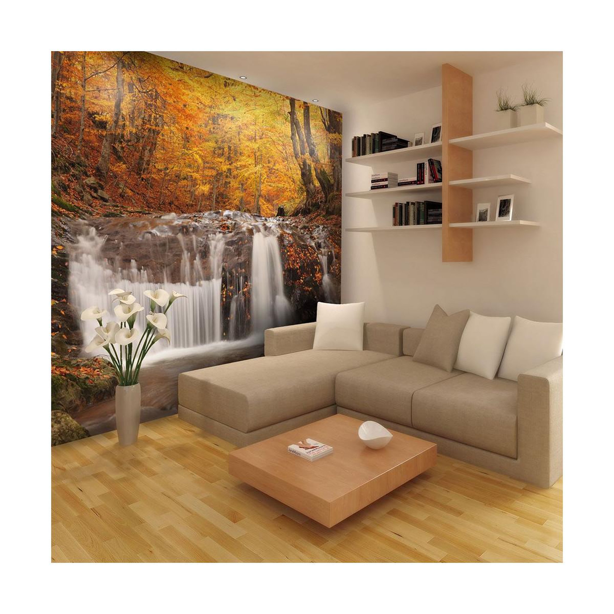 Voir la diapositive 1 : Paris Prix Papier peint  autumn landscape : waterfall in forest