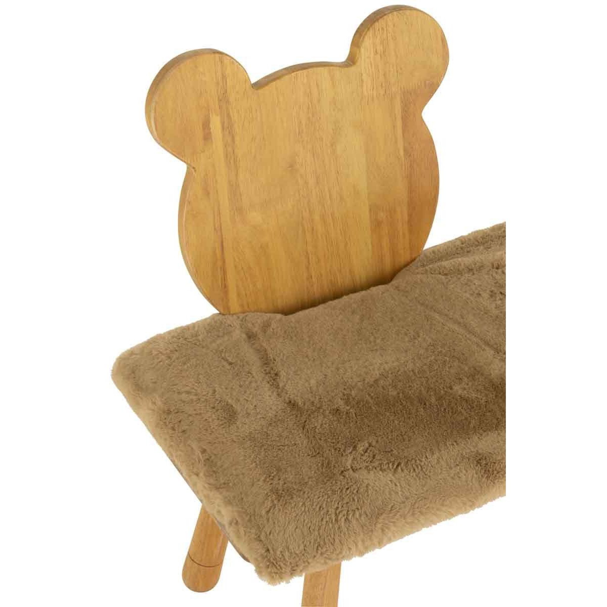 Voir la diapositive 6 : J-LINE Banc pour enfant en bois  ours  87cm naturel