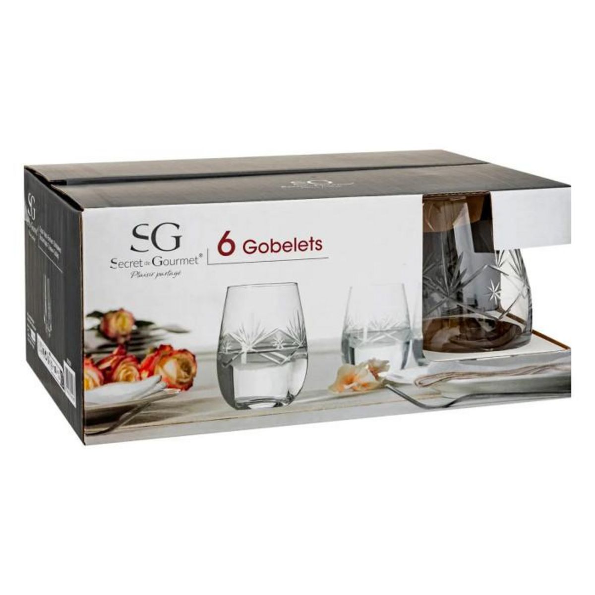 SECRET DE GOURMET Lot de 6 Gobelets Design  Victoria  42cl Transparent