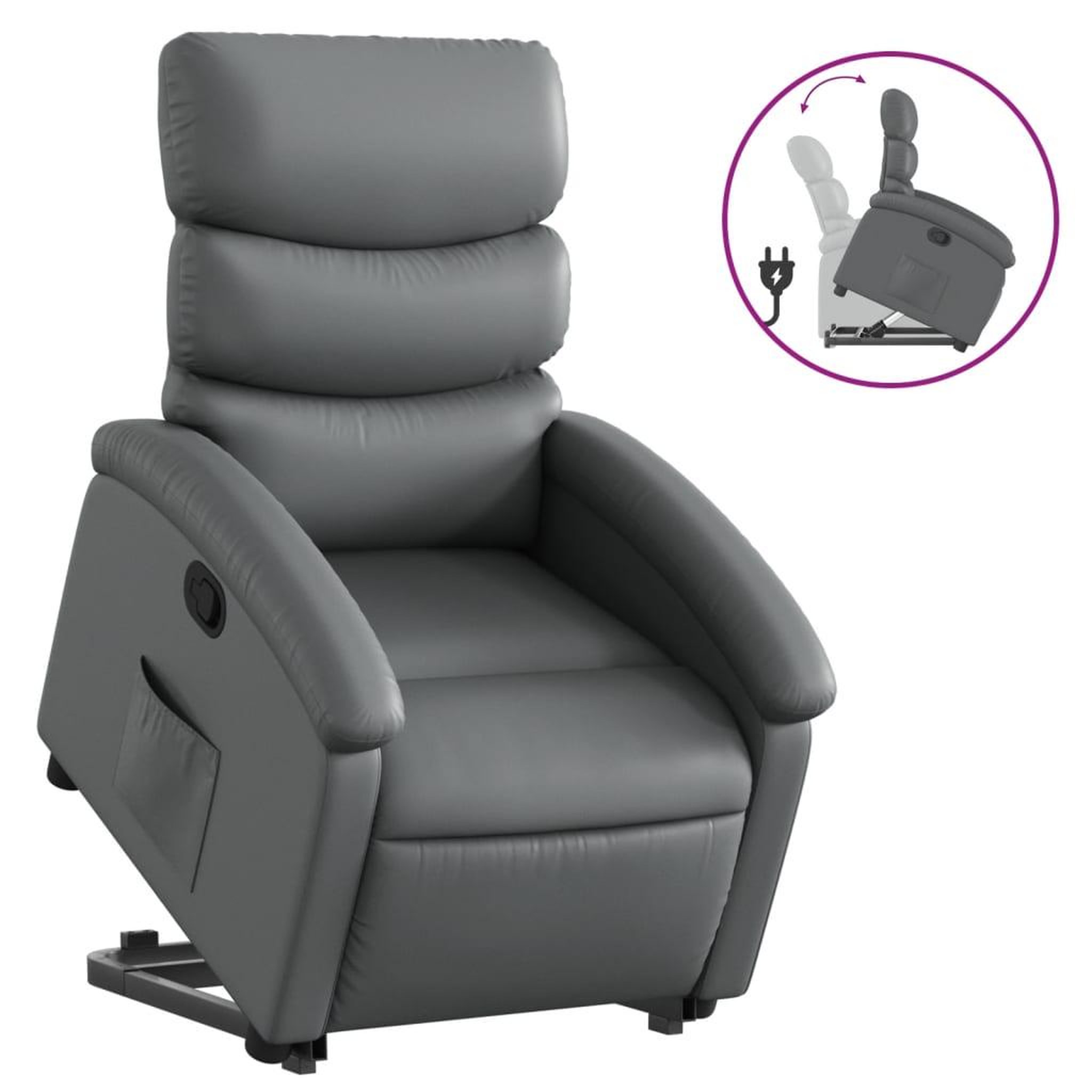 Voir la diapositive 2 : VIDAXL Fauteuil inclinable Gris Similicuir