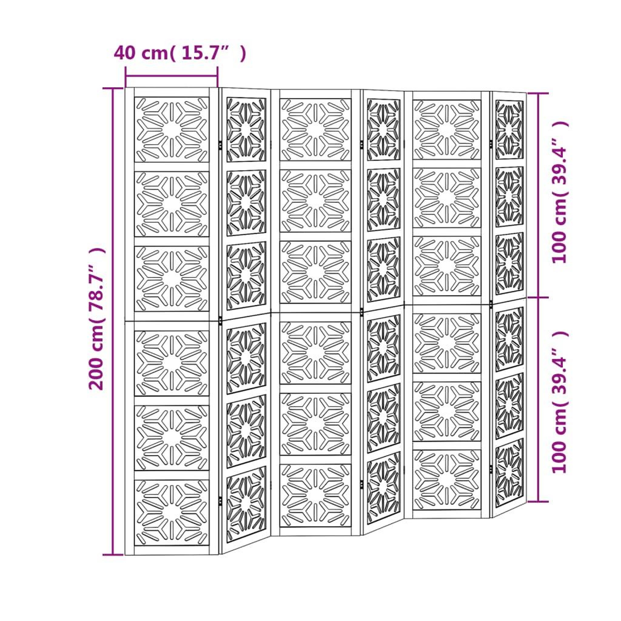 Voir la diapositive 6 : VIDAXL Cloison de separation 6 panneaux marron noir paulownia massif