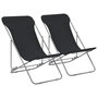 Voir la diapositive 1 : VIDAXL Chaises de plage pliables lot de 2 Acier et tissu oxford Noir