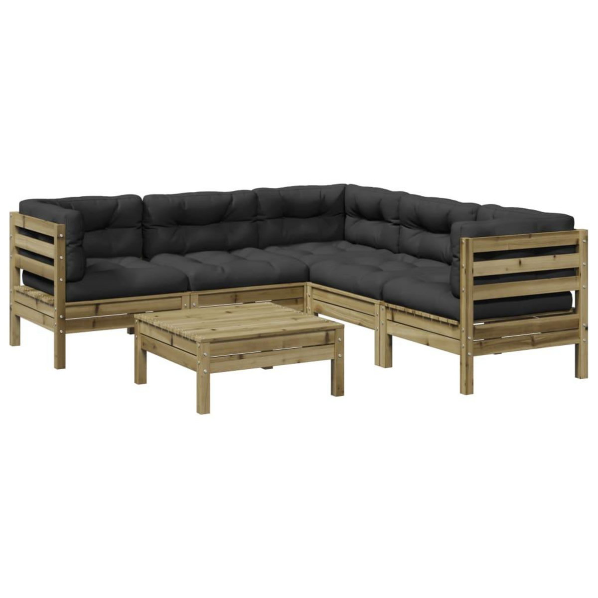 VIDAXL Salon de jardin 6 pcs avec coussins bois de pin impregne