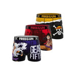 FREEGUN Lot de 3 boxers homme One Piece. Coloris disponibles : Rouge