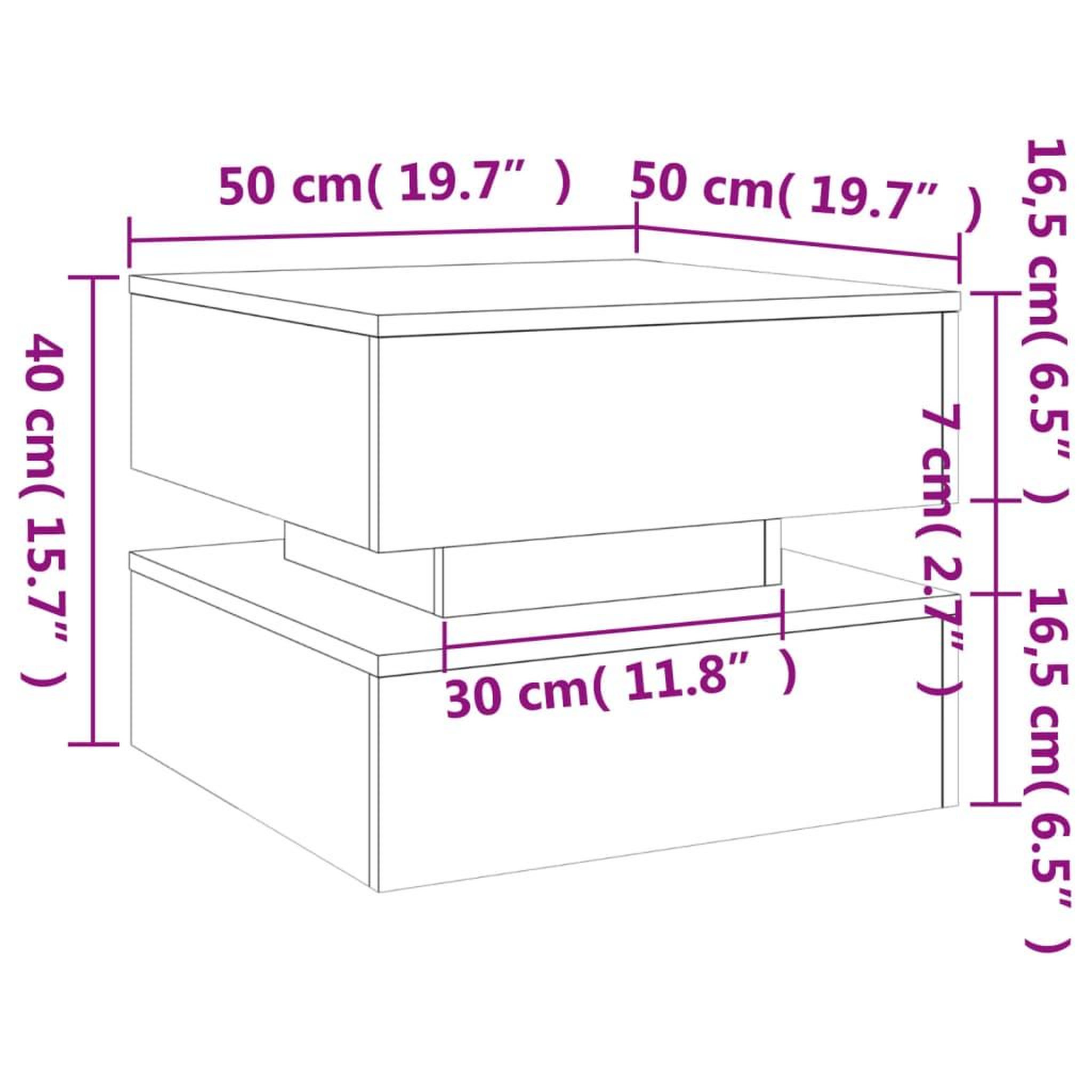 Voir la diapositive 6 : VIDAXL Table basse avec lumieres LED blanc 50x50x40 cm
