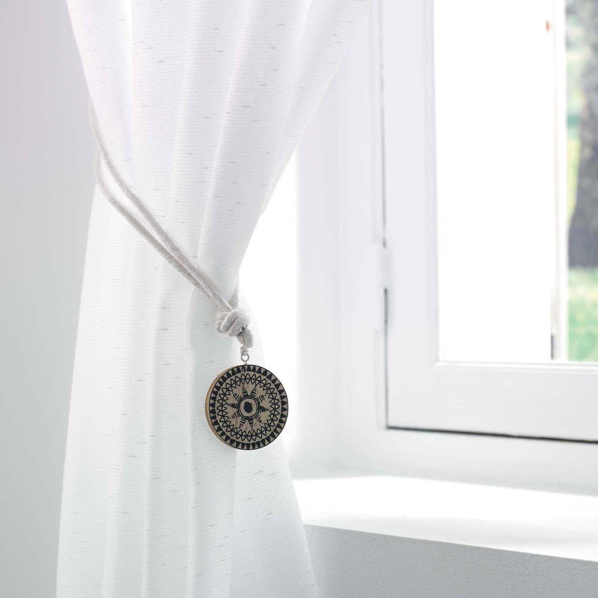 Voir la diapositive 3 : Douceur d'Intérieur Embrasse de rideau en bois  boussola  41cm blanc