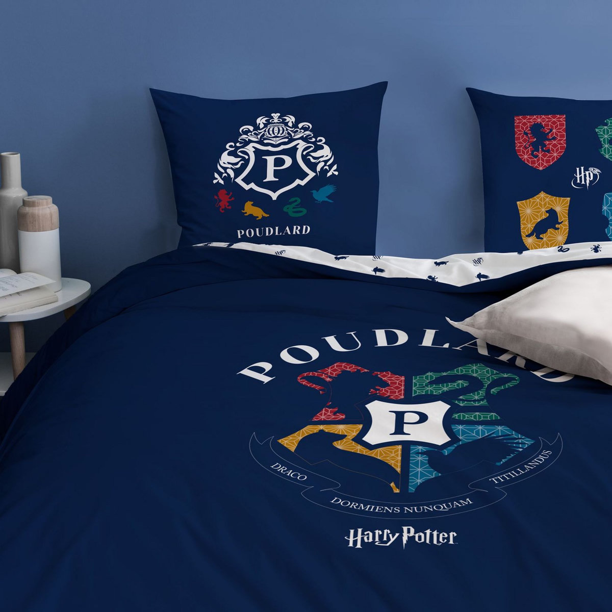HARRY POTTER Parure housse de couette enfant fantaisie en coton 57 fils HARRY POTTER BLASON
