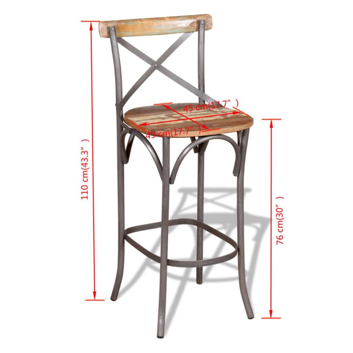 VIDAXL Tabouret de bar Bois de recuperation massif