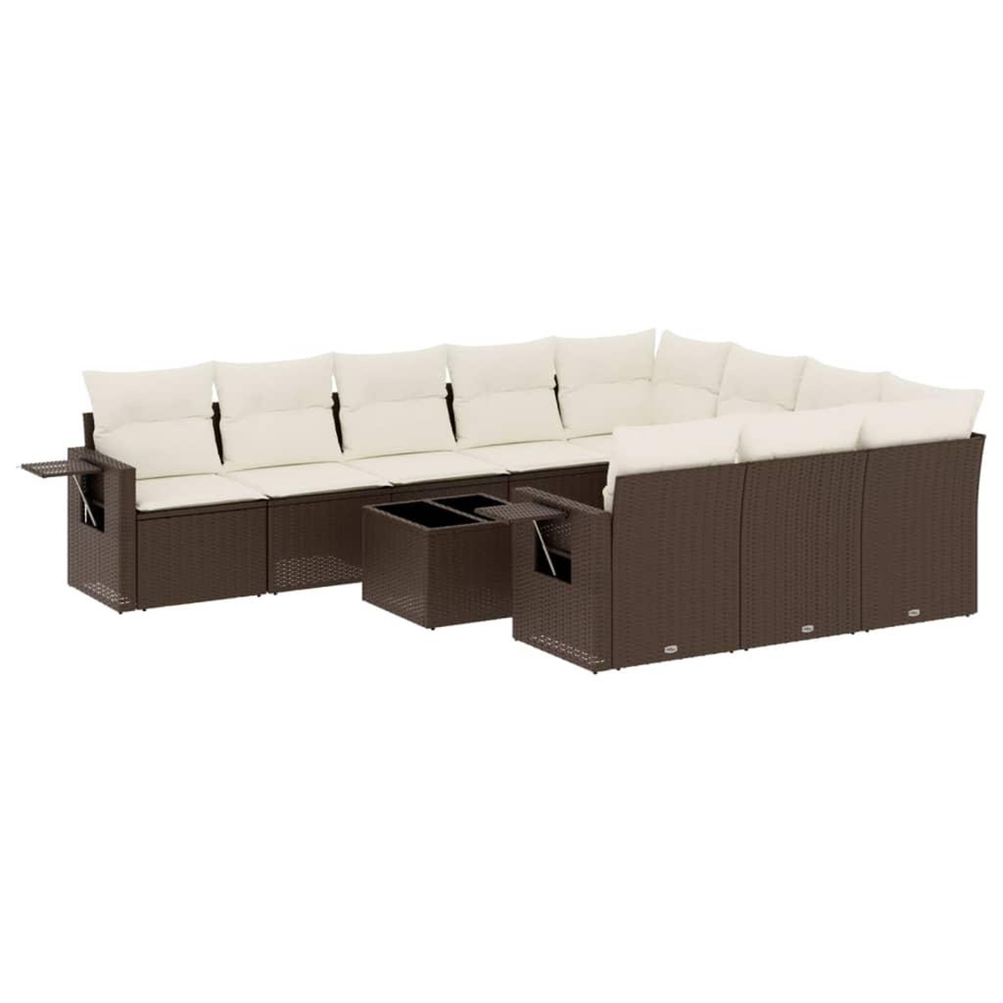 Voir la diapositive 2 : VIDAXL Salon de jardin et coussins 11 pcs marron resine tressee