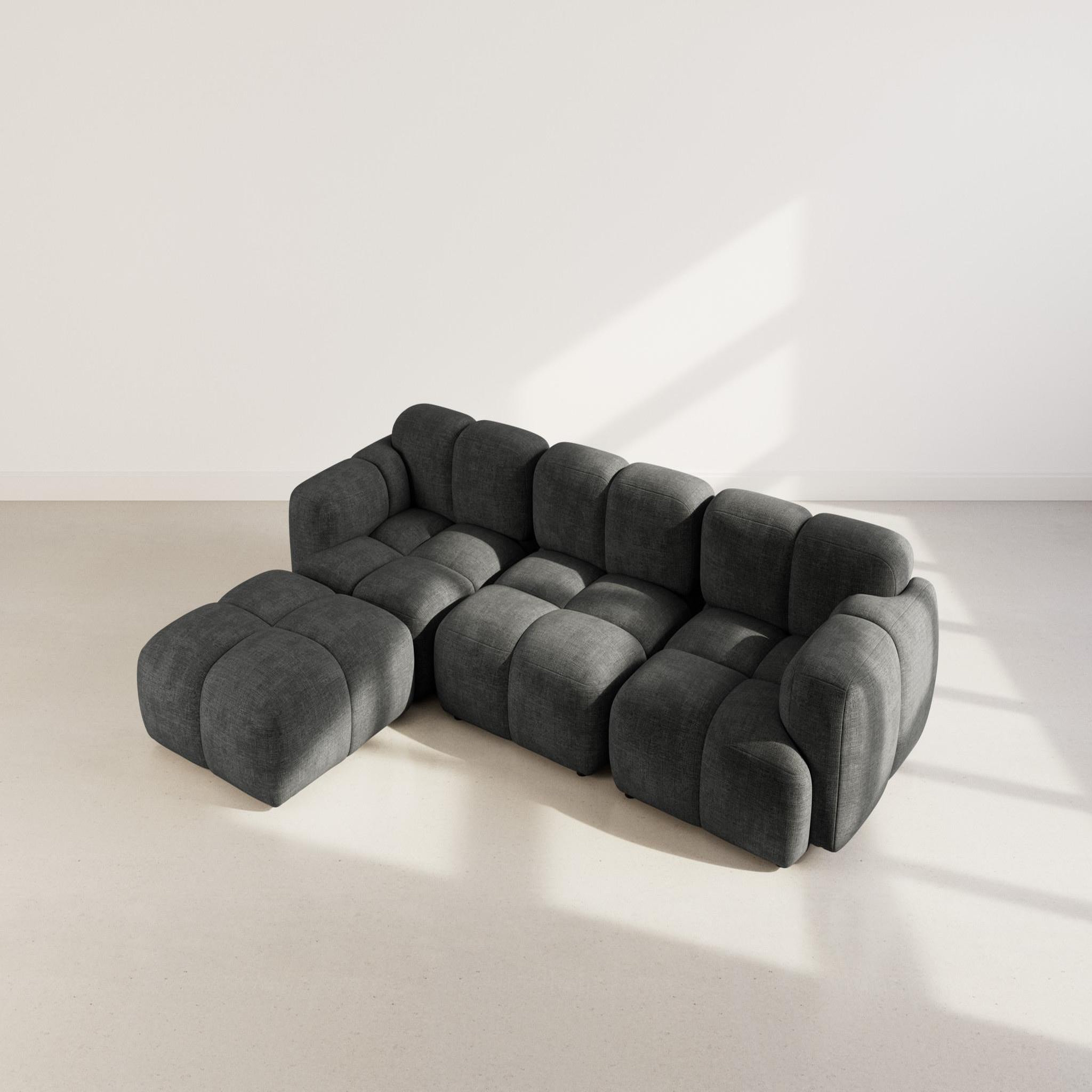 Voir la diapositive 3 : BEST MOBILIER Grace - canapé modulable d'angle réversible 4 places en velours texturé