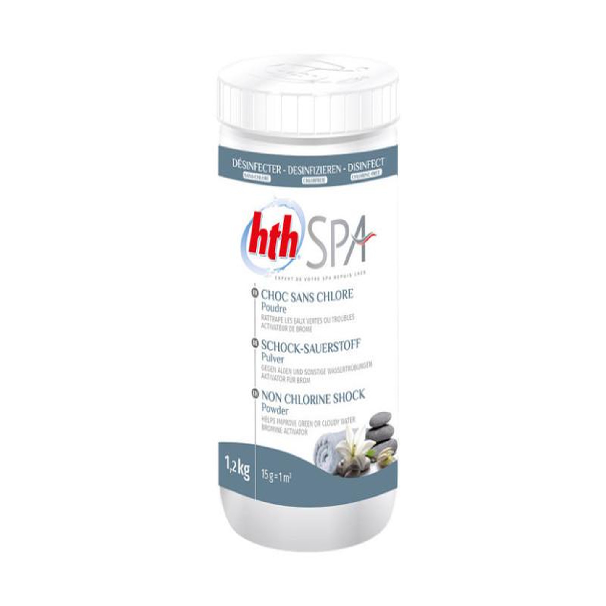 Voir la diapositive 2 : HTH Choc à l'oxygène actif sans chlore pour spa 1,20 kg - hth