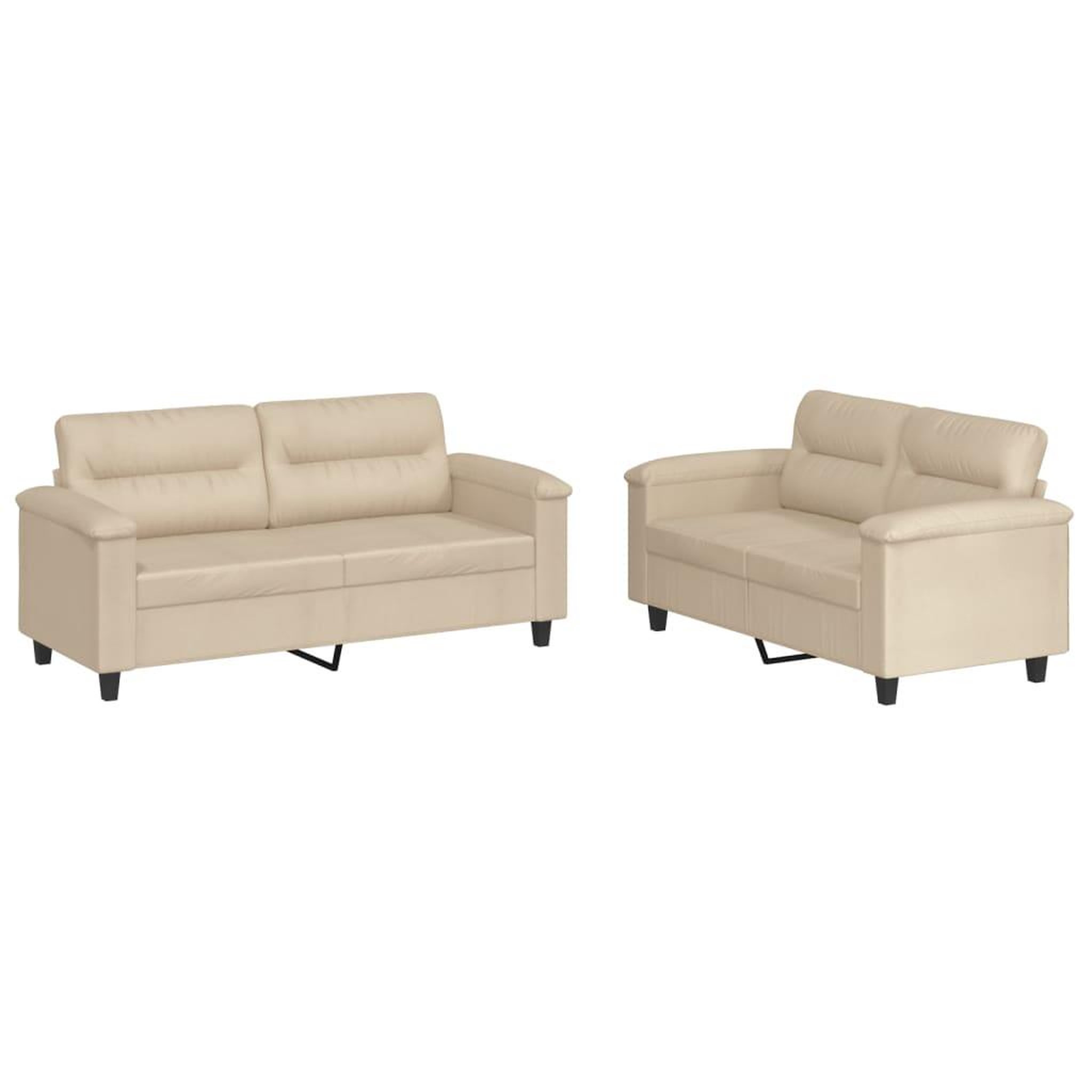Voir la diapositive 2 : VIDAXL Ensemble de canapes 2 pcs avec coussins creme tissu microfibre