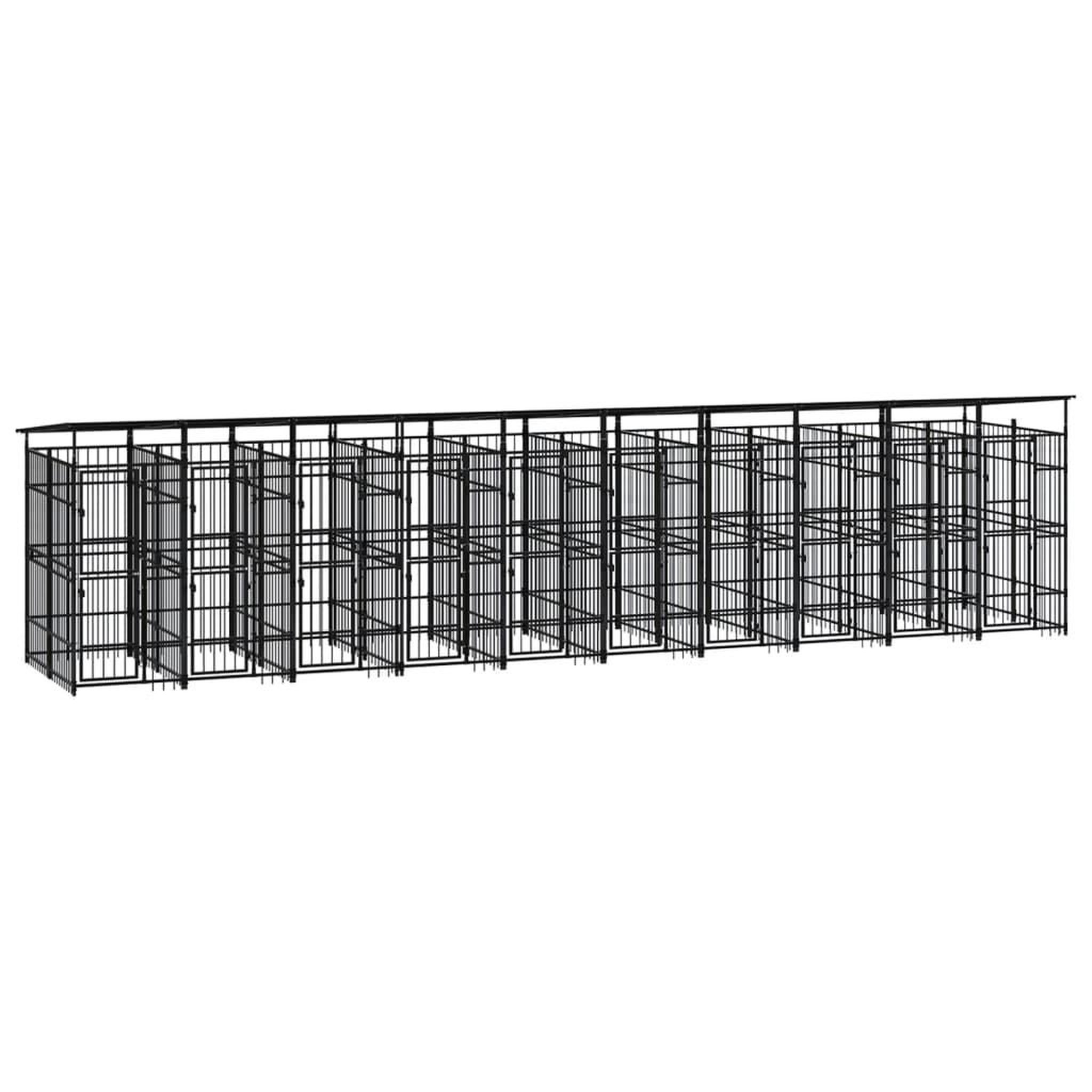 VIDAXL Chenil d'exterieur avec toit pour chiens Acier 18,43 m²