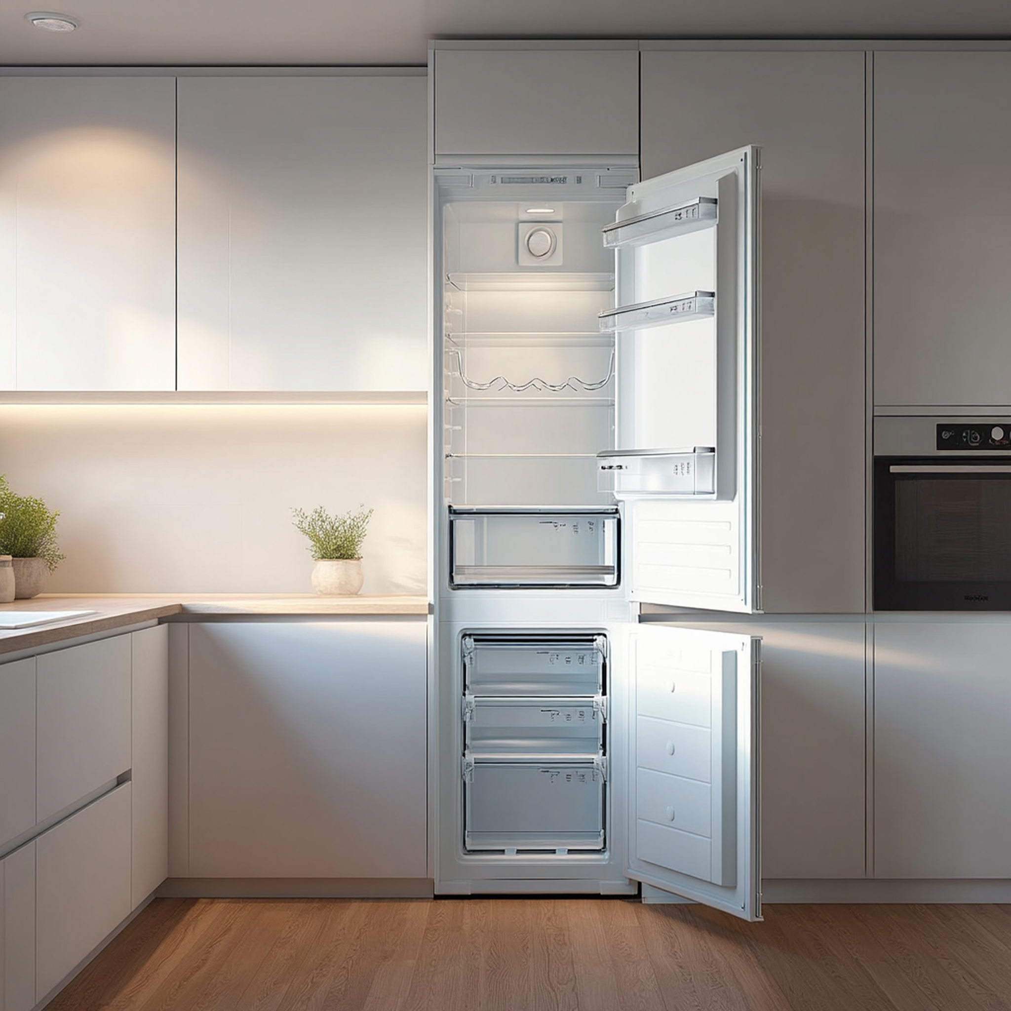 Voir la diapositive 2 : SCHNEIDER Réfrigérateur combiné 250L Blanc - SCRCI177BS-E
