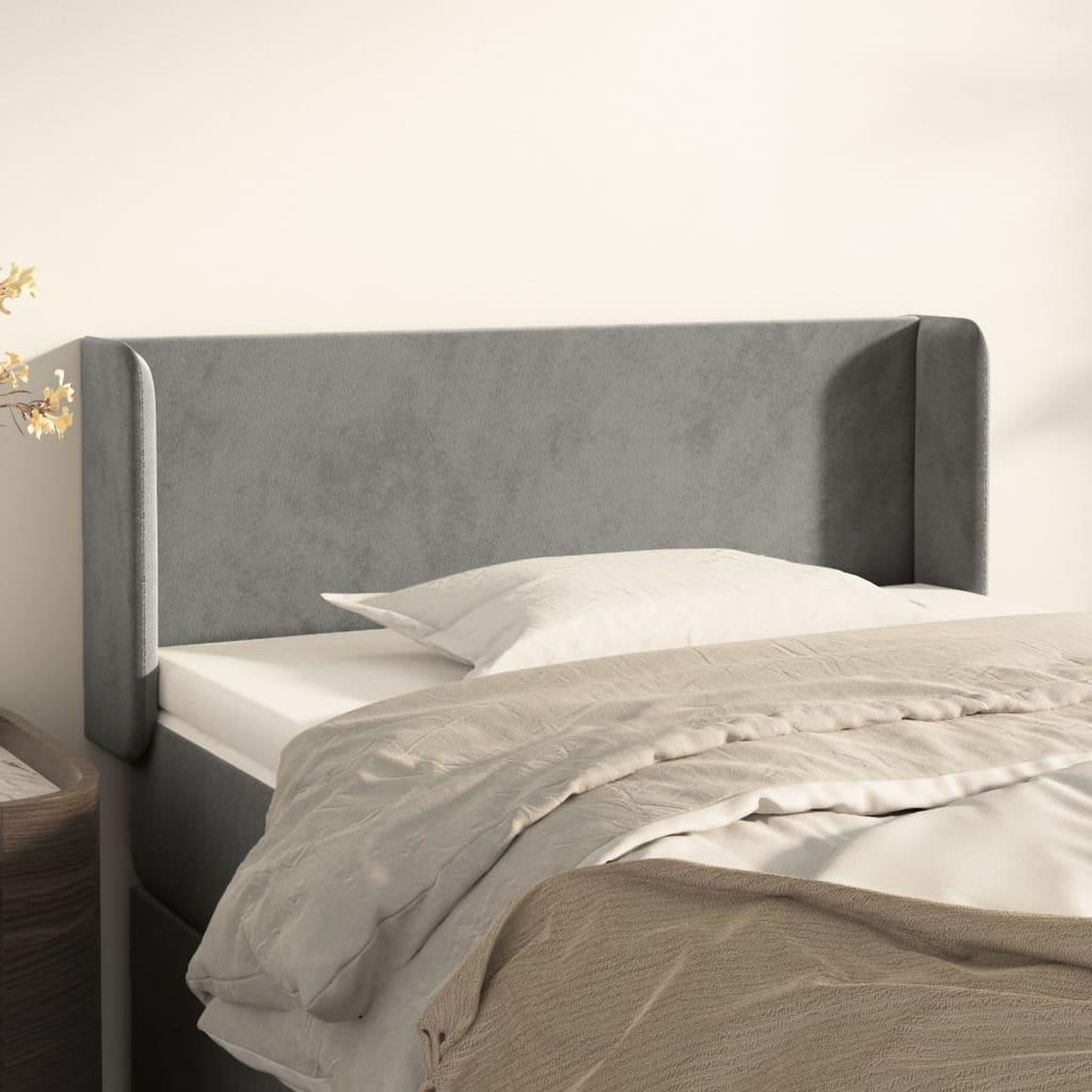 Voir la diapositive 1 : VIDAXL Tete de lit avec oreilles Gris clair 83x16x78/88 cm Velours