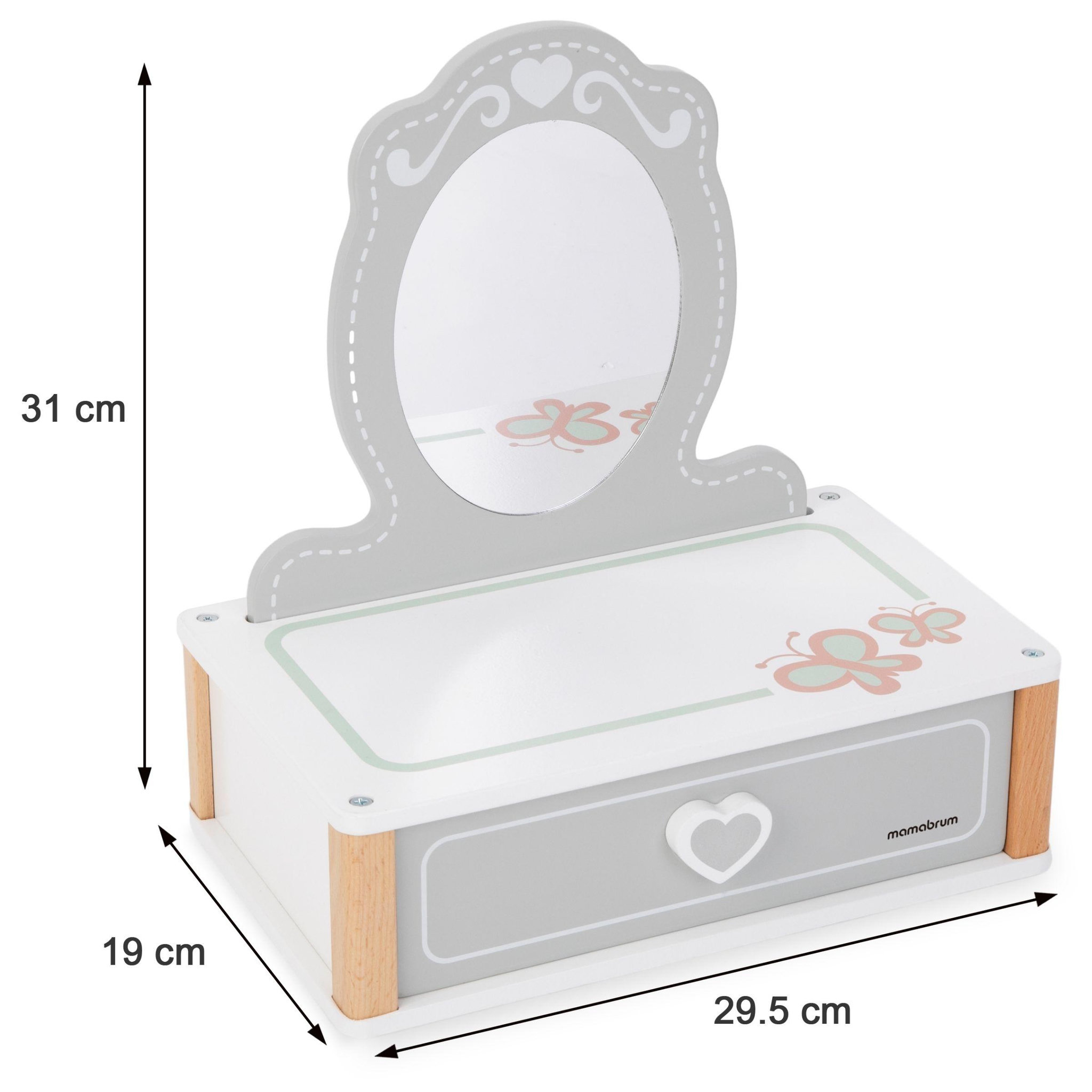 Voir la diapositive 3 : MAMABRUM Coiffeuse Bois Enfant Mamabrum Miroir Tiroir Accessoires Maquillage 3 Ans+