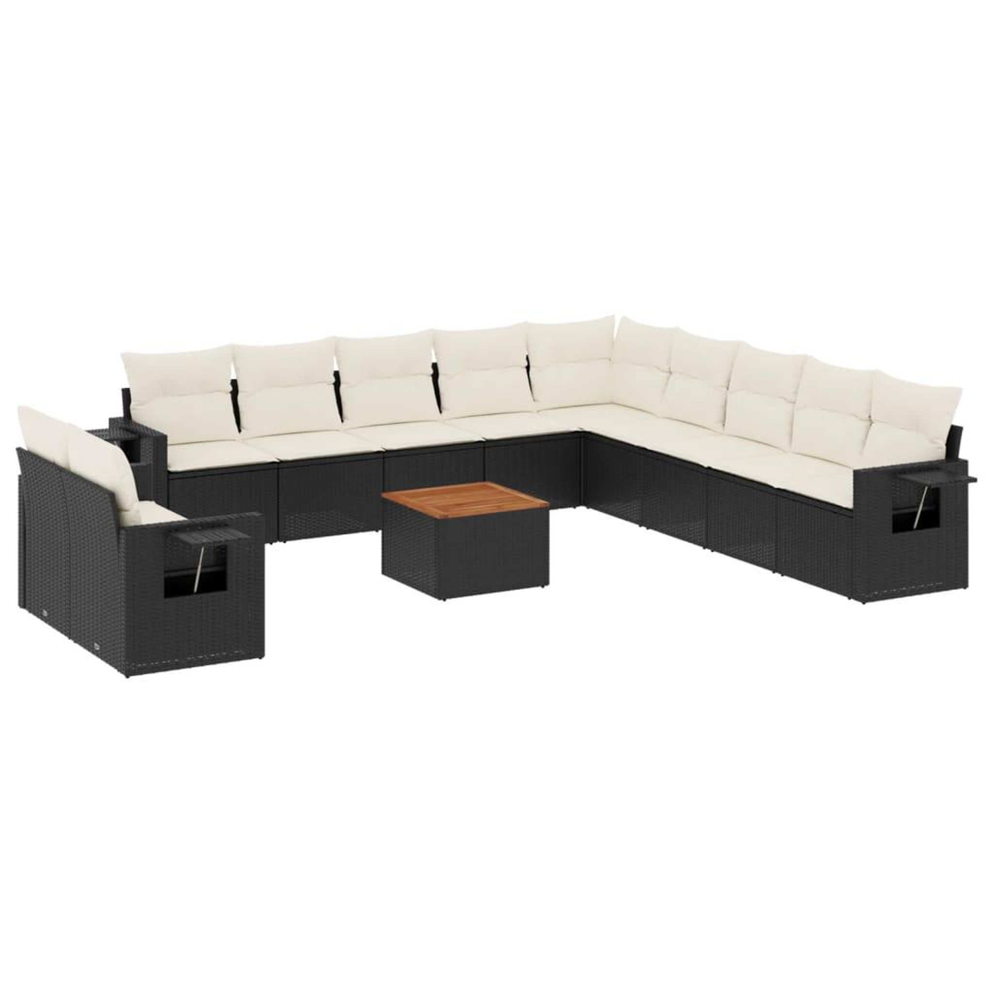 Voir la diapositive 2 : VIDAXL Salon de jardin 12 pcs avec coussins noir resine tressee