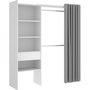 Voir la diapositive 1 : MARKET24 Dressing extensible avec rideau + 1 tiroir - Décor Blanc - L 160-113 x P 50 x H 205 cm - SUIT