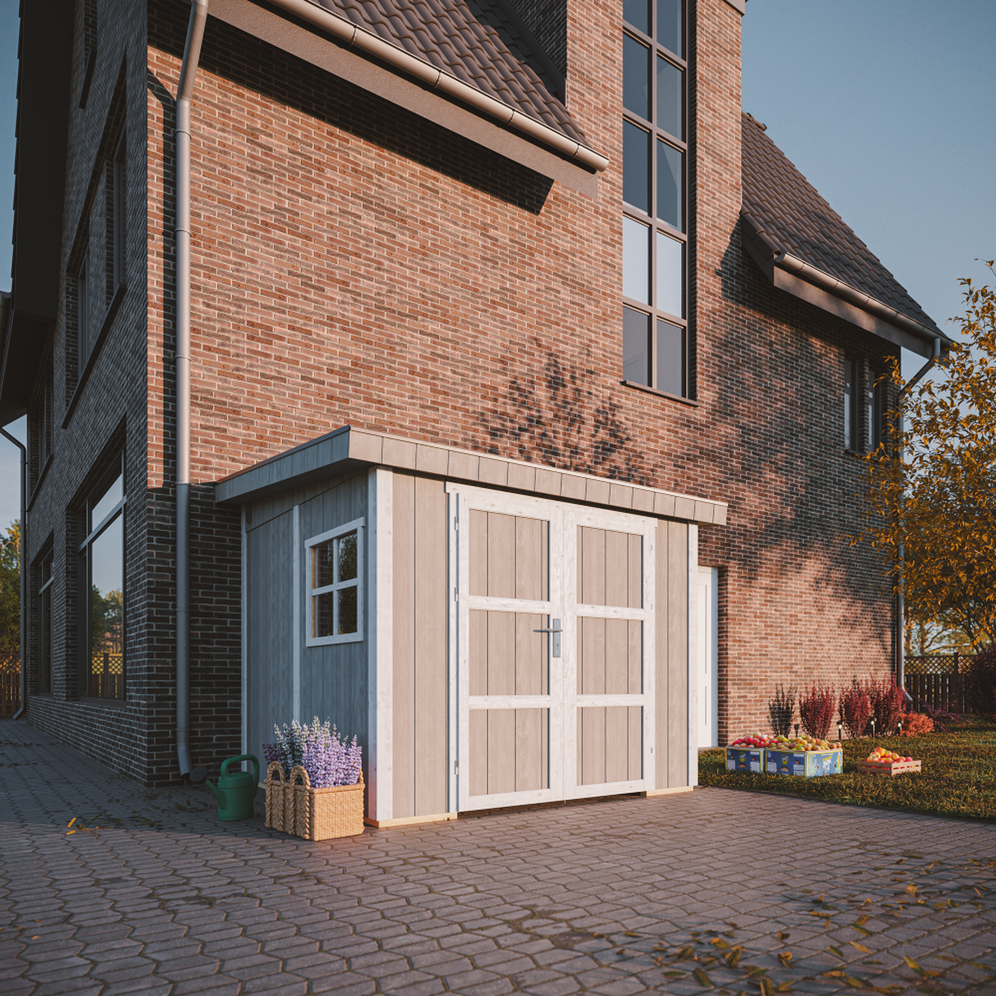 Voir la diapositive 3 : TIMBELA Abri de jardin qualité premium 5,9 m² - h231x248x294 cm avec plancher et paroi latérale m938