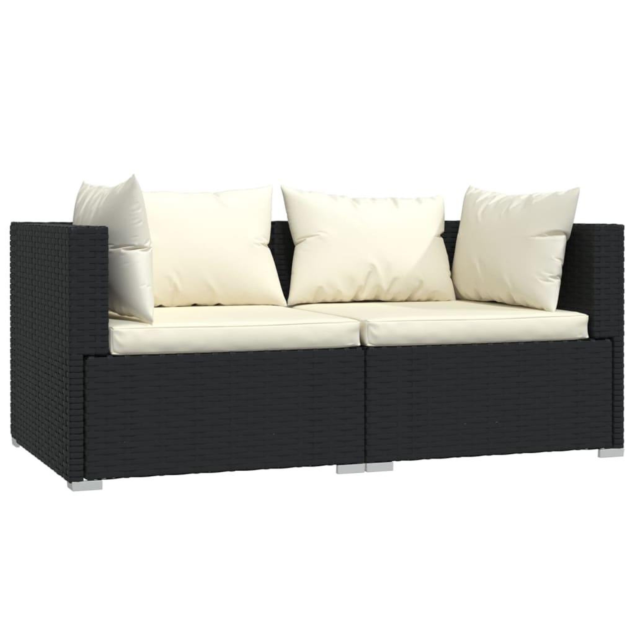 Voir la diapositive 3 : VIDAXL Salon de jardin 3 pcs avec coussins Noir Resine tressee