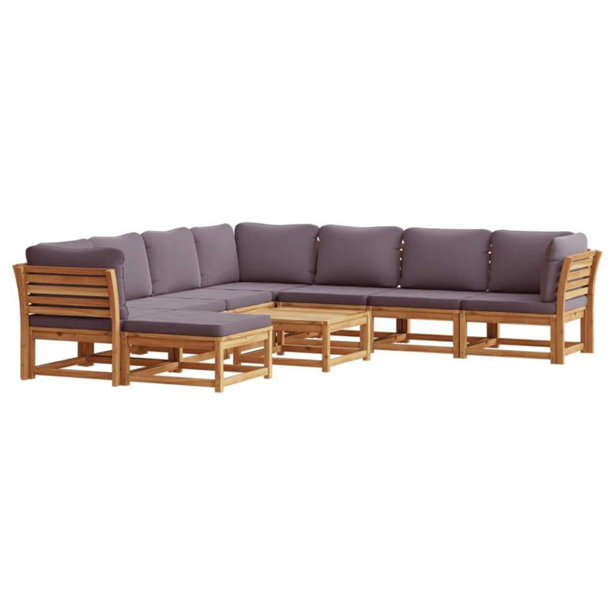 VIDAXL Salon de jardin avec coussins 9 pcs bois massif d'acacia
