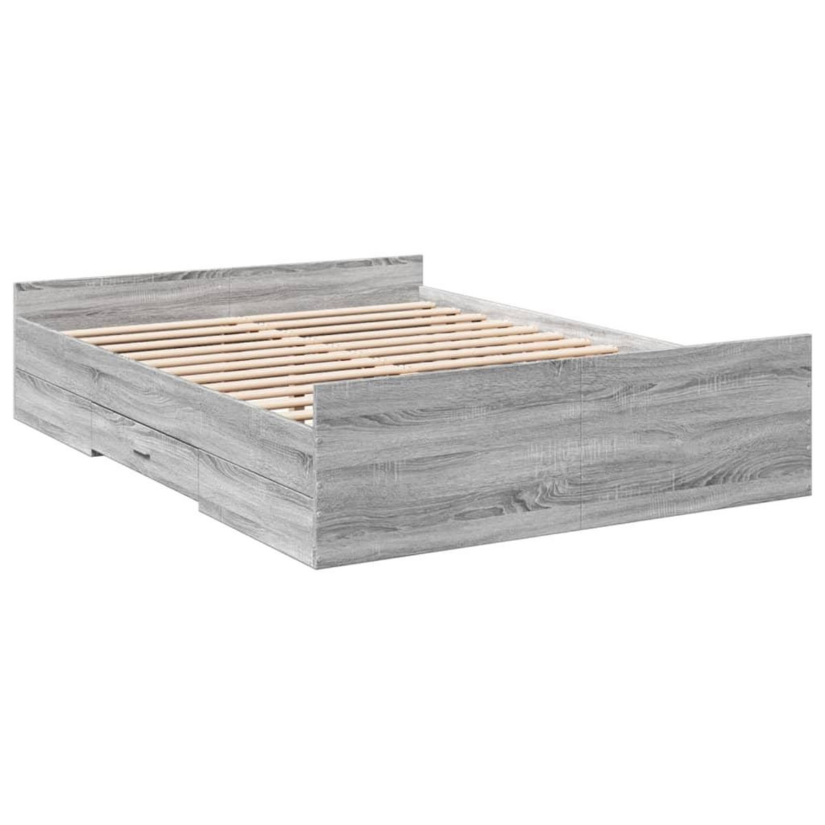 VIDAXL Cadre de lit avec tiroirs sans matelas sonoma gris 135x190 cm