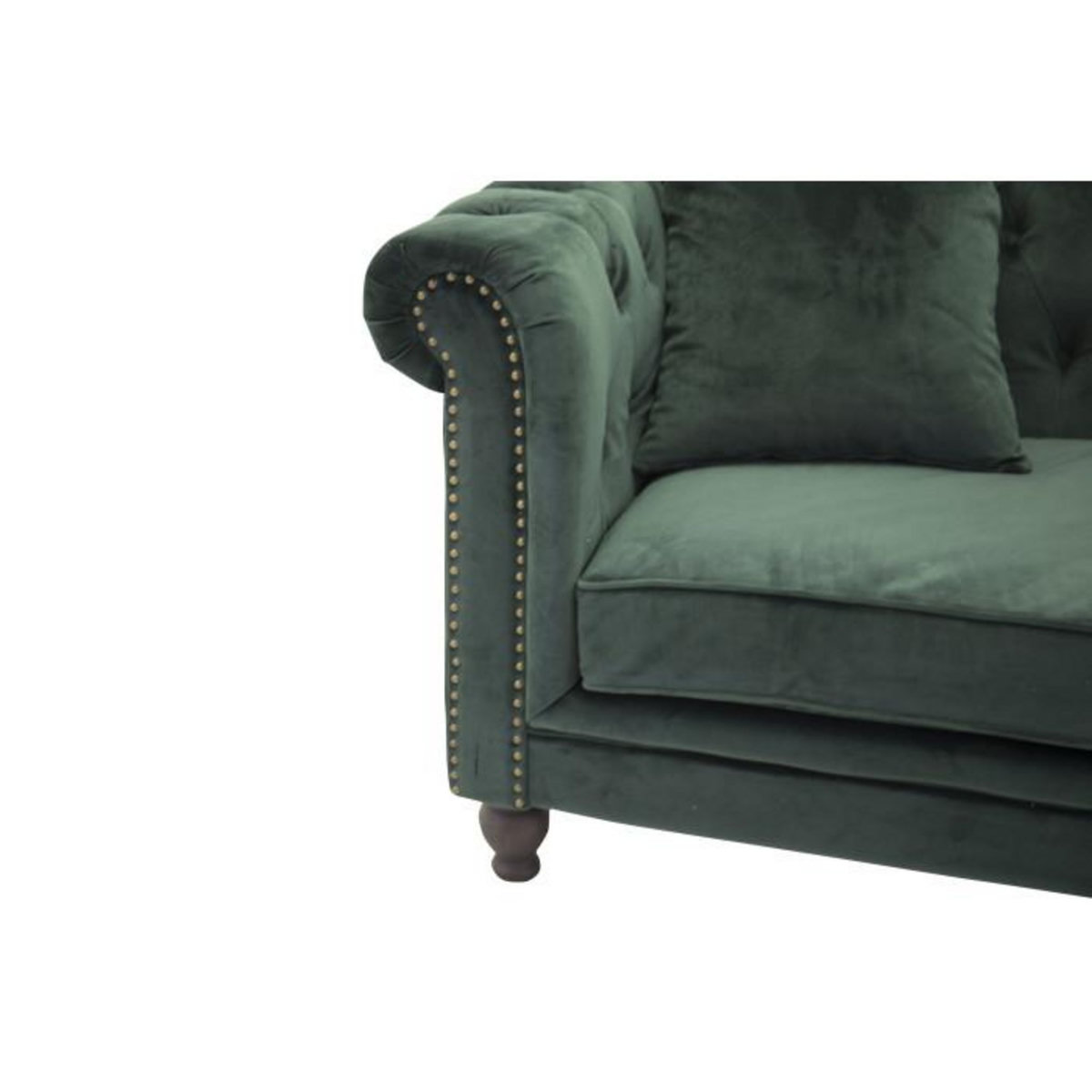 Paris Prix Canapé 3 Places en Velours  Chesterfield  217cm Vert