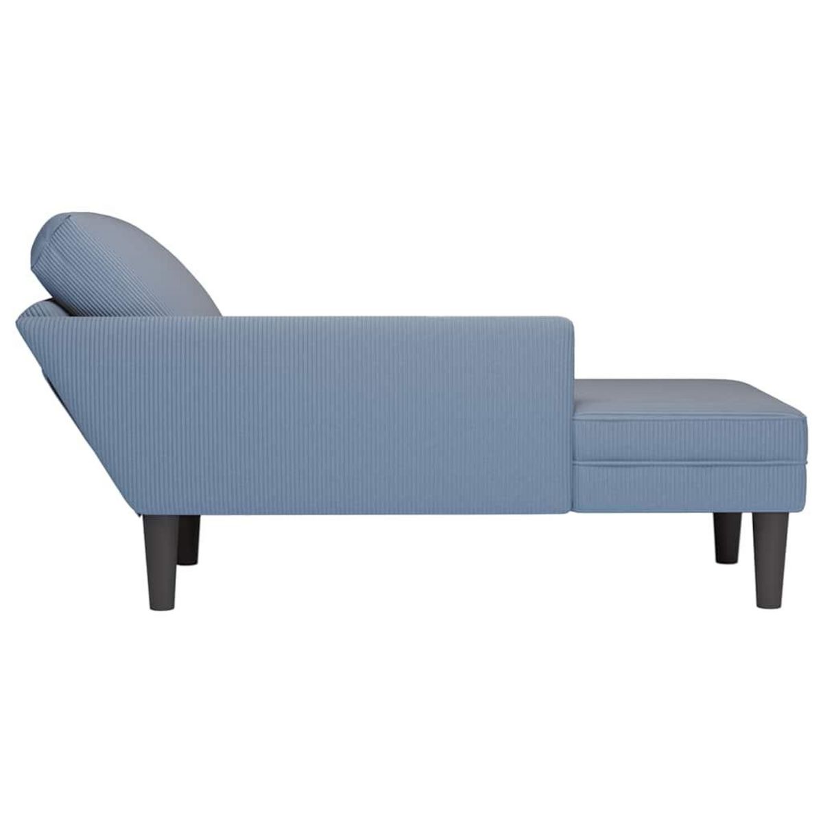 VIDAXL Chaise longue avec coussin bleu tissu en velours cotele
